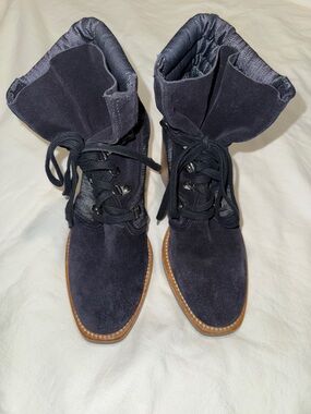 Aquatalia Suede & Denim Boho Heeled Boots Size 7 EUC